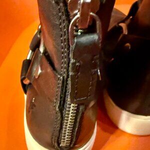 Frye Back-Zip Leather Sneaker Boots, Barely Worn